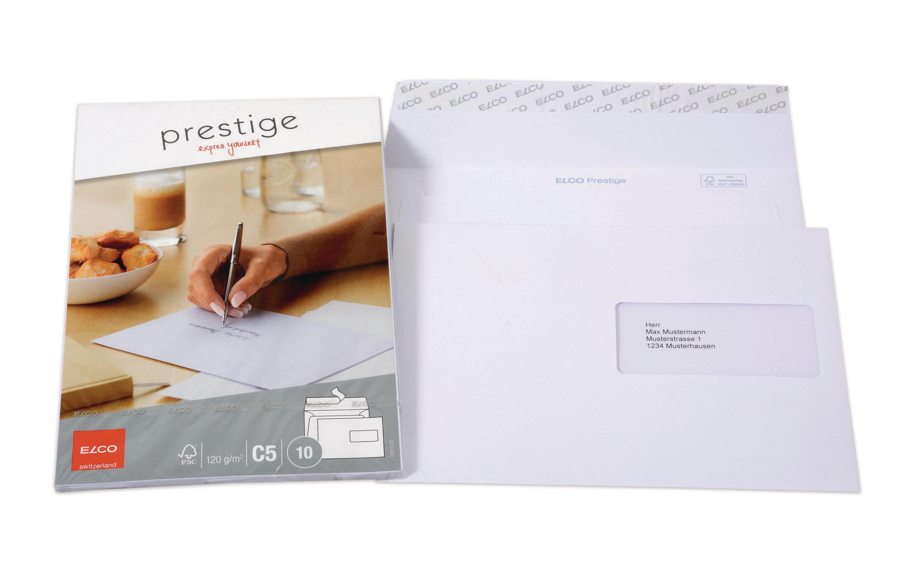 Couvert Prestige C5 mit Fenster rechts, 10 StückHochwertiger Briefumschlag