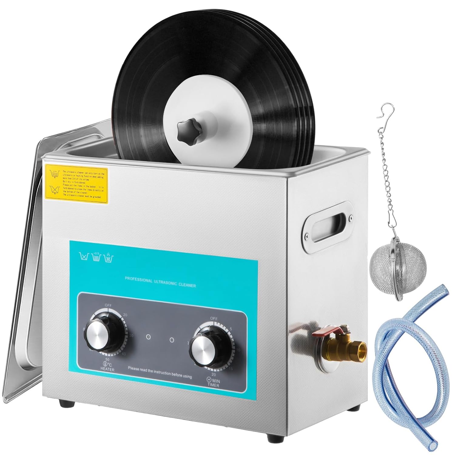 VEVOR 6L Digitaler Ultraschall Schallplatten Reinigungsgerät Edelstahl, 33 x 18 x 28,5 cm Ultraschallreinigungsgerät Ultraschallreiniger Ultraschallgerät Heizung Digital Brille Uhren Schmuck