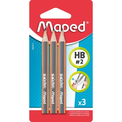 Maped Black'Peps - Pack de 3 mini crayons graphite