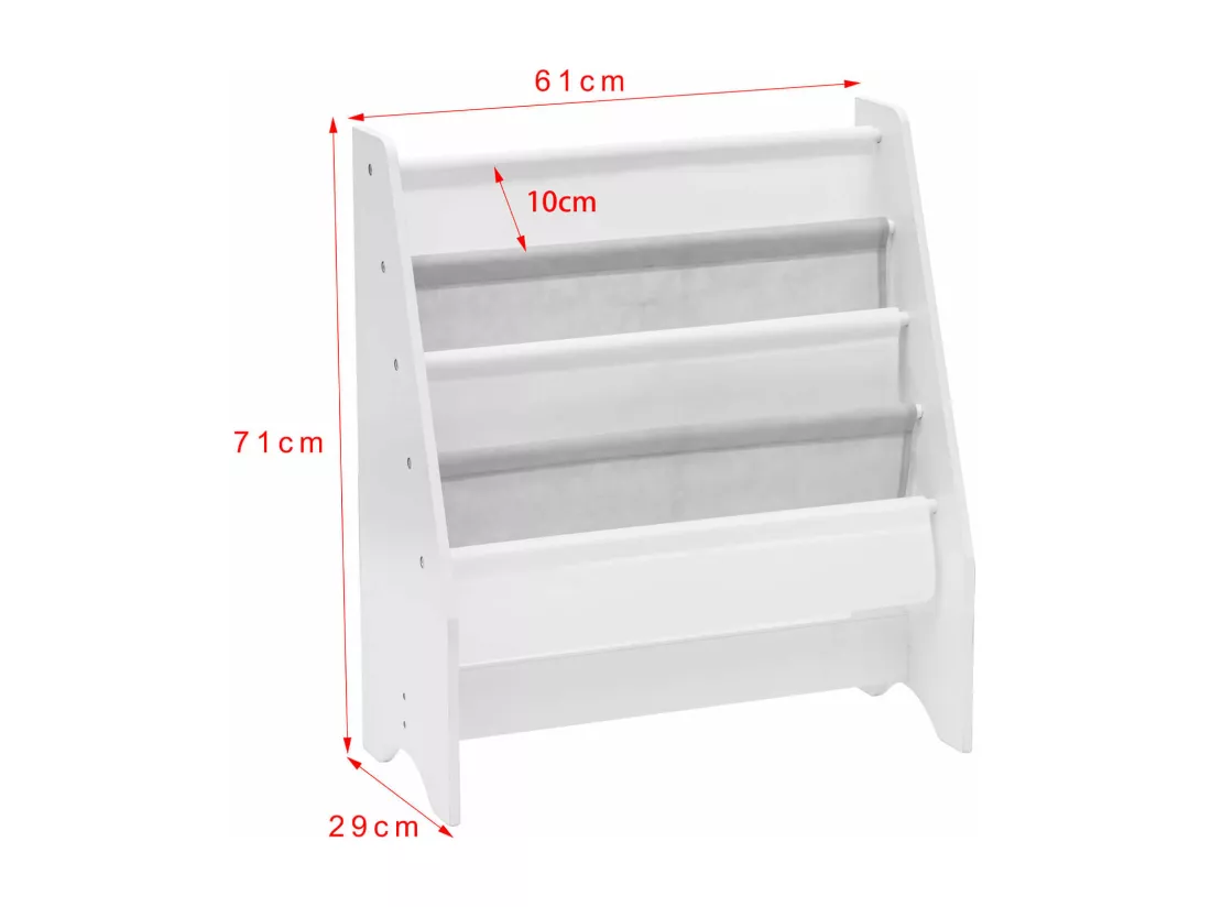 Bibliothèque pour Enfants Montessori Blanc MDF TNT avec 4 Étagères
