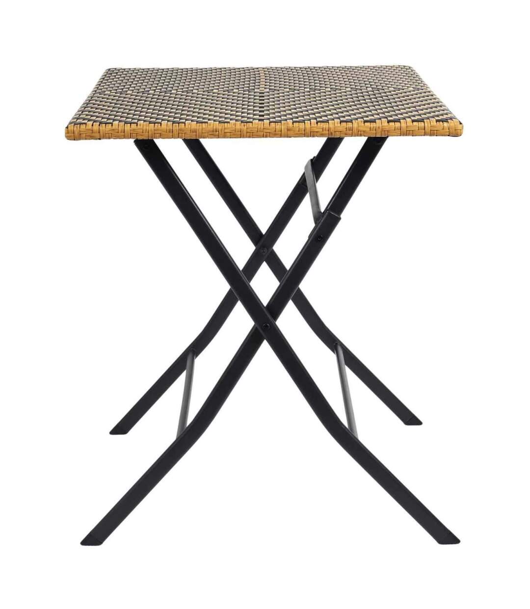 Table de jardin pliable plateau tressé