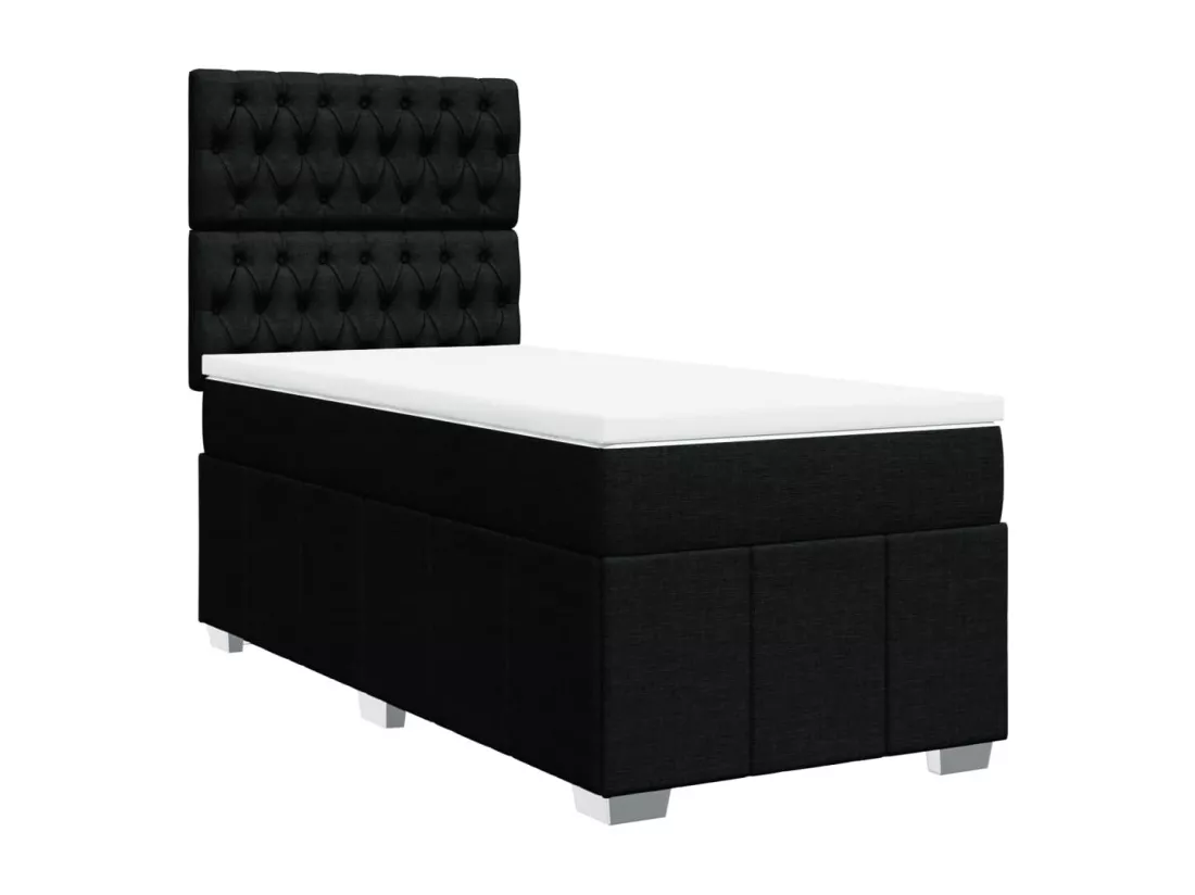 Sommier à lattes de lit avec matelas Noir 90x190 cm Tissu