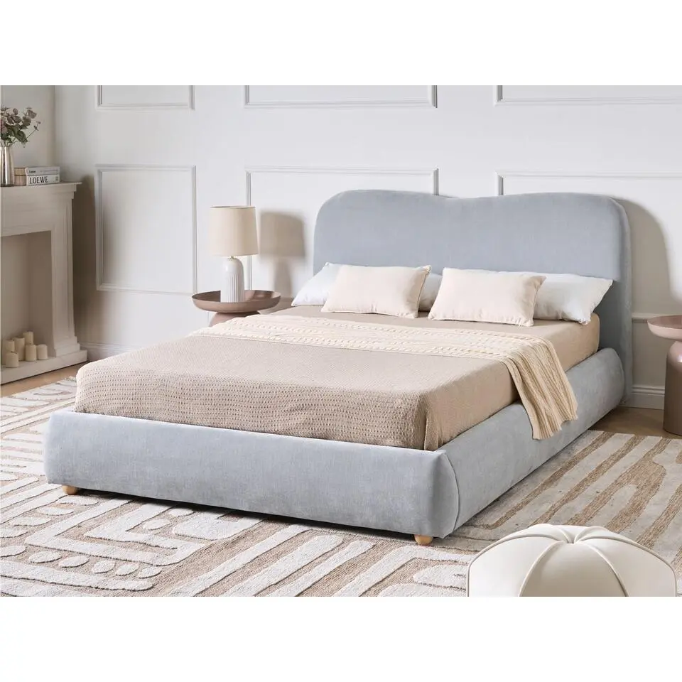 BLAGNAC - Tweepersoonsbed - Lichtblauw - 140 x 200 cm - Stof