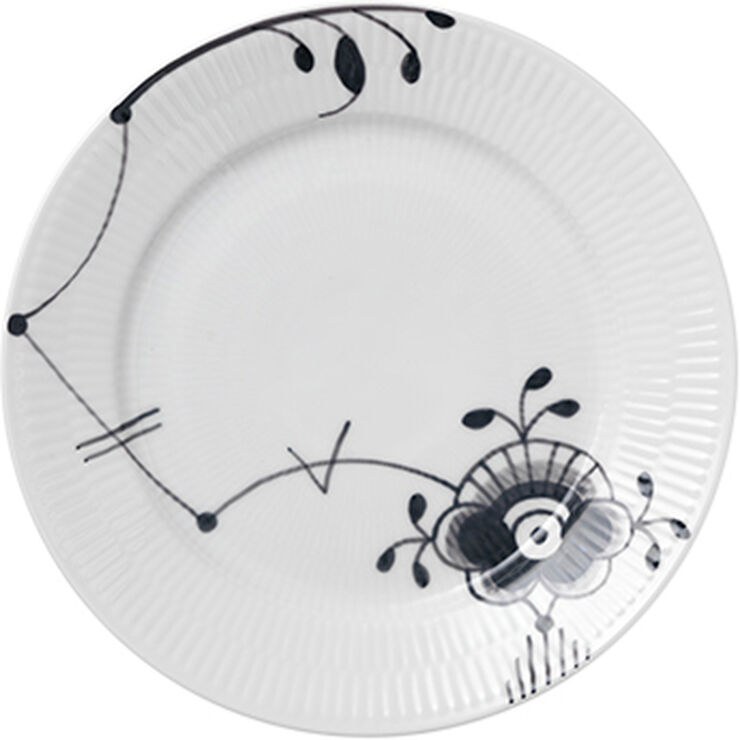 Royal Copenhagen Sort Mega Riflet 22 cm. tallerken Hvid, sort