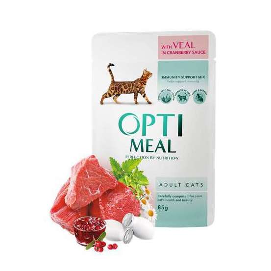 Optimeal chat veau cranb 85g