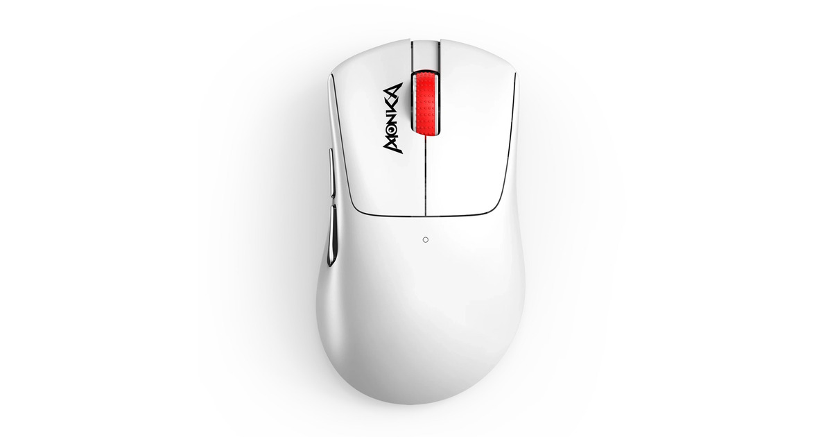 MonkaRapid G982W gaming muis  (Wit/rood, 800 - 12.000 DPI, 2.4 GHz / Bluetooth / USB)