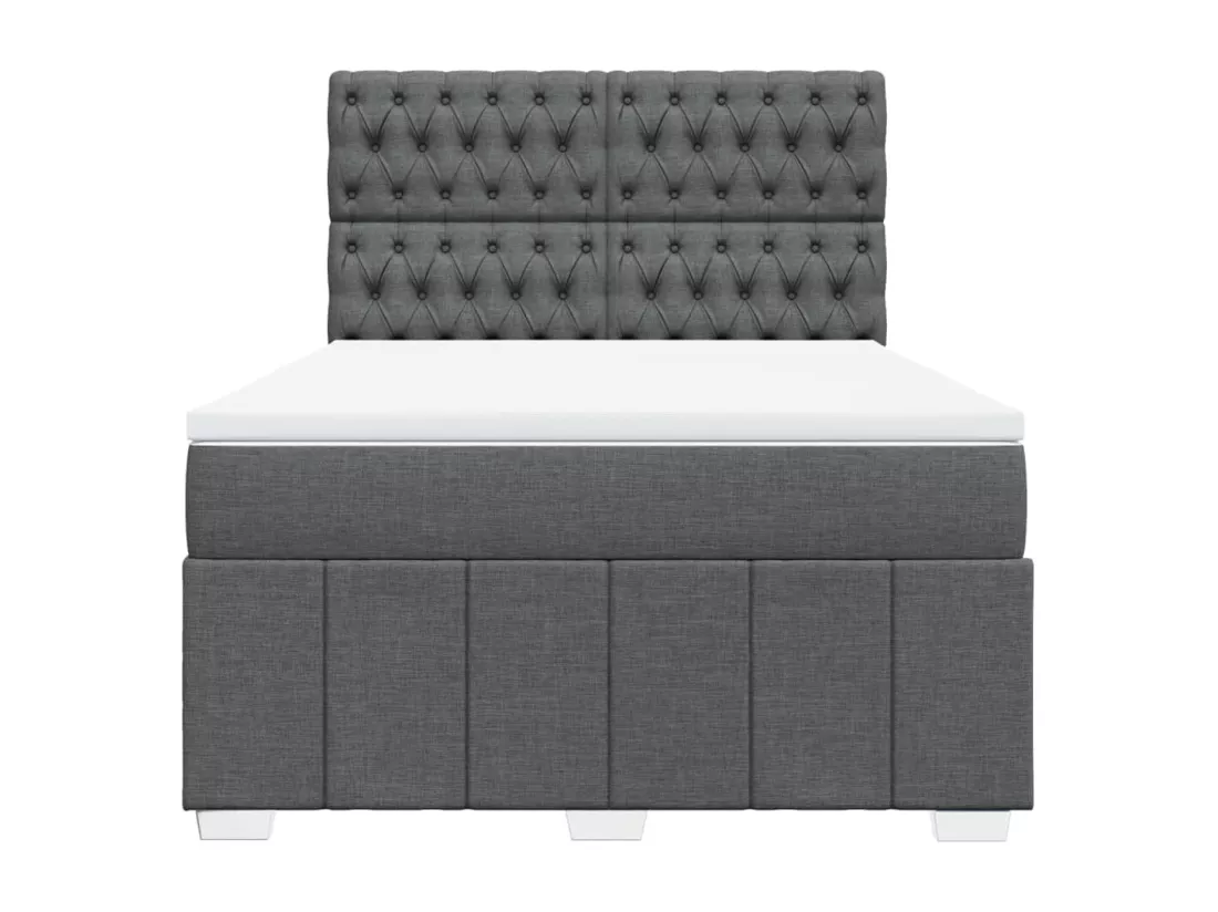 Sommier à lattes de lit avec matelas Gris foncé 140x190cm Tissu