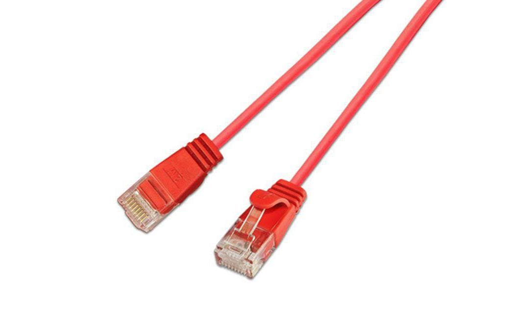 Slimpatchkabel RJ-45 - RJ-45, Cat 6, UTP, 0.15 m, RotLightpatchkabel rund, ungeschirmtes Twisted-Pair-Kabel (U/UTP) mit Klinkenschutz
