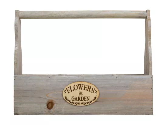 Jardinière en bois gris 34x9,5x10/26,5