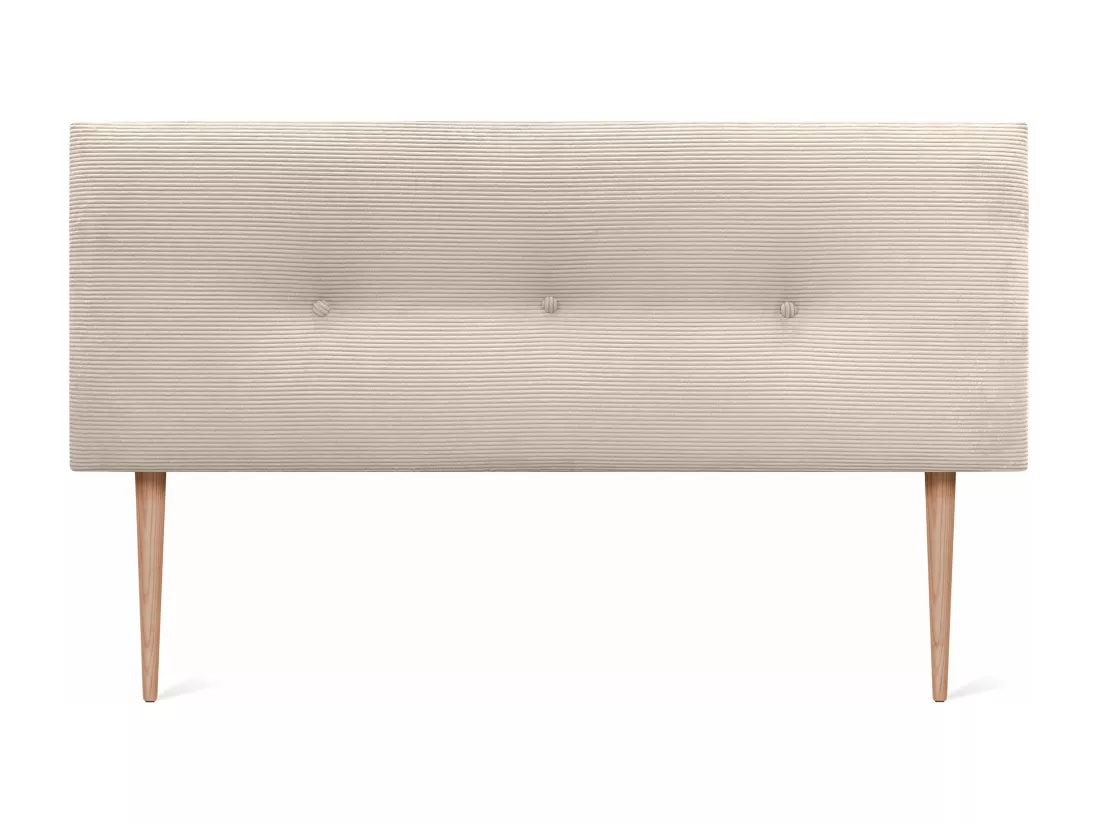 DHOME Tête de Lit Velours Côtelé Uni avec Boutons 160x115 avec Pieds de Lit 150/160 - Beige