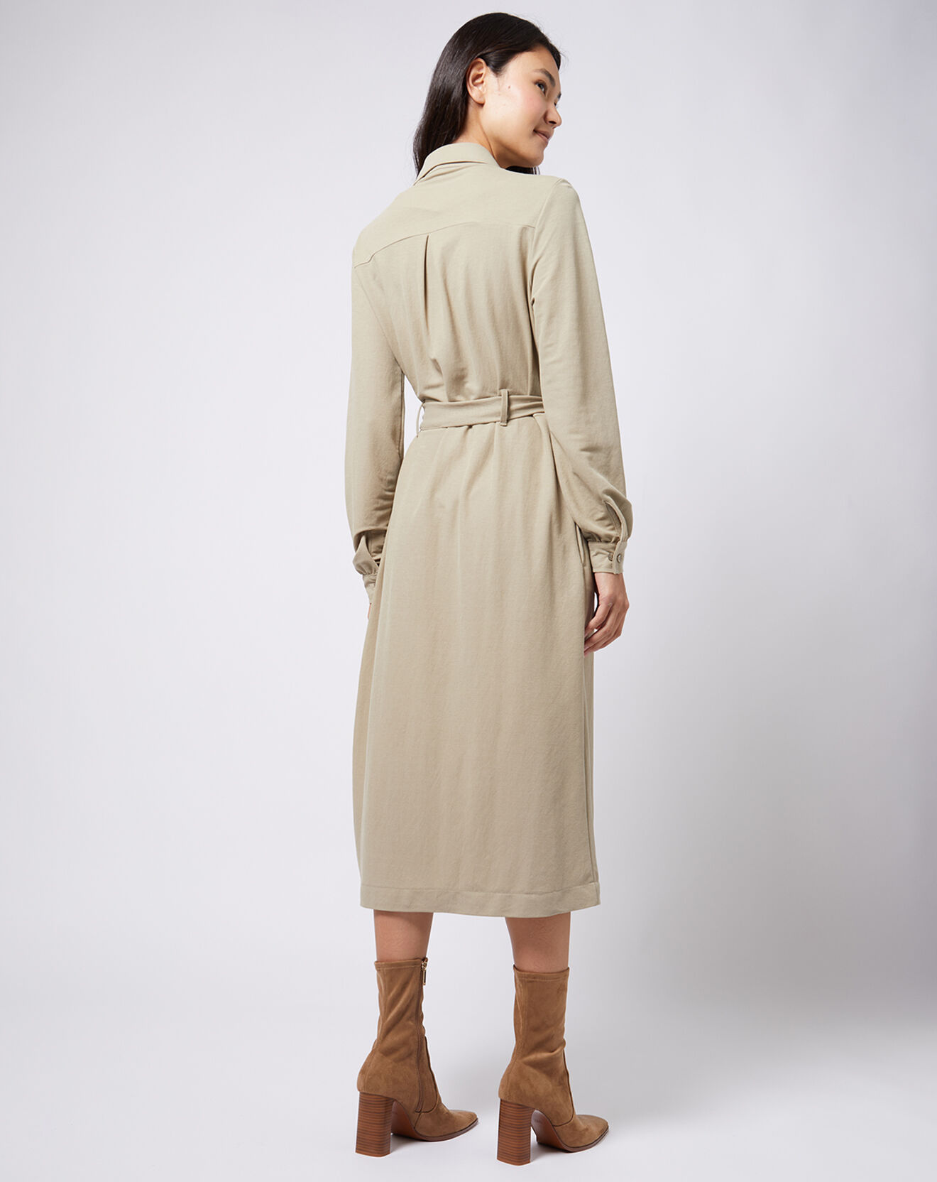 Esprit Robe-chemise dotée d'une ceinture à nouer kaki clair