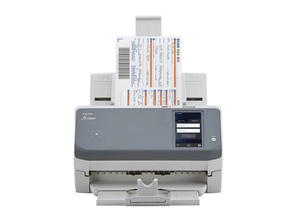 Ricoh fi-7300NX - Dokumentscanner - Dual CCD - Duplex - 216 x 355.6 mm - 600 dpi x 600 dpi - op til 60 ppm (mono) / op til 60 ppm (farve) - ADF (80 ark) - op til 4000 scanninger pr. dag - Gigabit LAN, USB 3.1 Gen 1