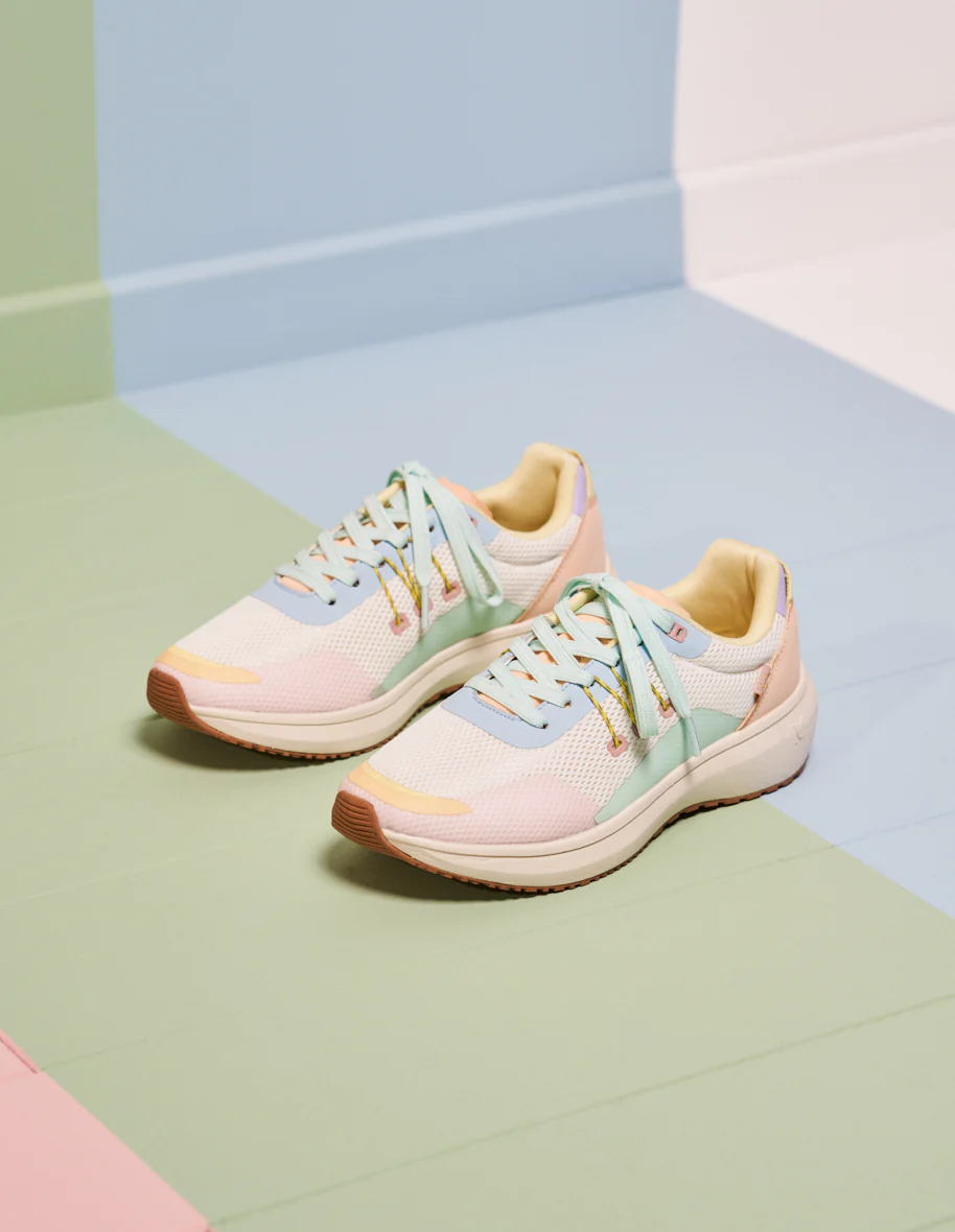 Baskets basses Gaelle - TPU et mesh rose vert d'eau peche
