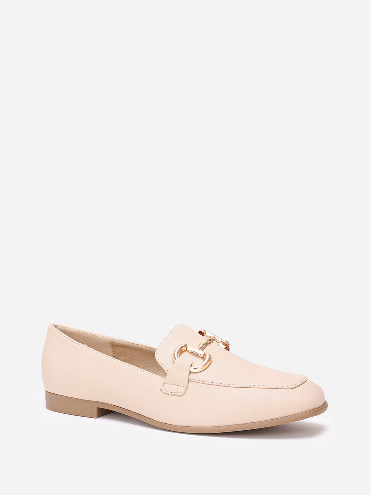 Mocassins à bout carré et anneaux- Beige