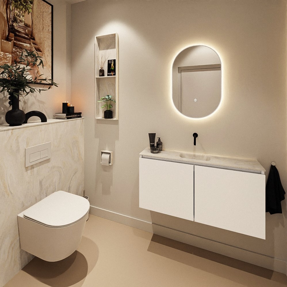 Mondiaz Hope toiletplaat solid surface 100x125cm ostra niet voorgeboord