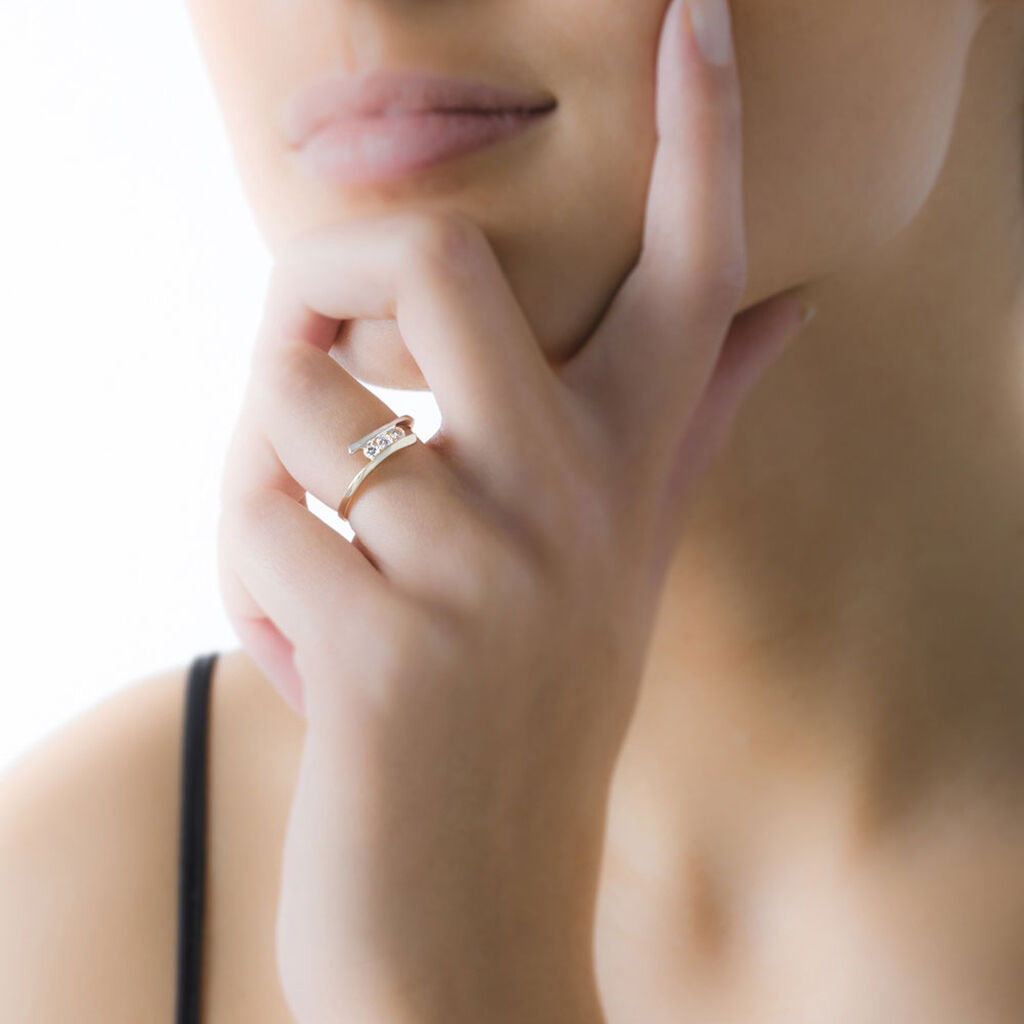 Bague Ashmitha Or Bicolore Oxyde De Zirconium