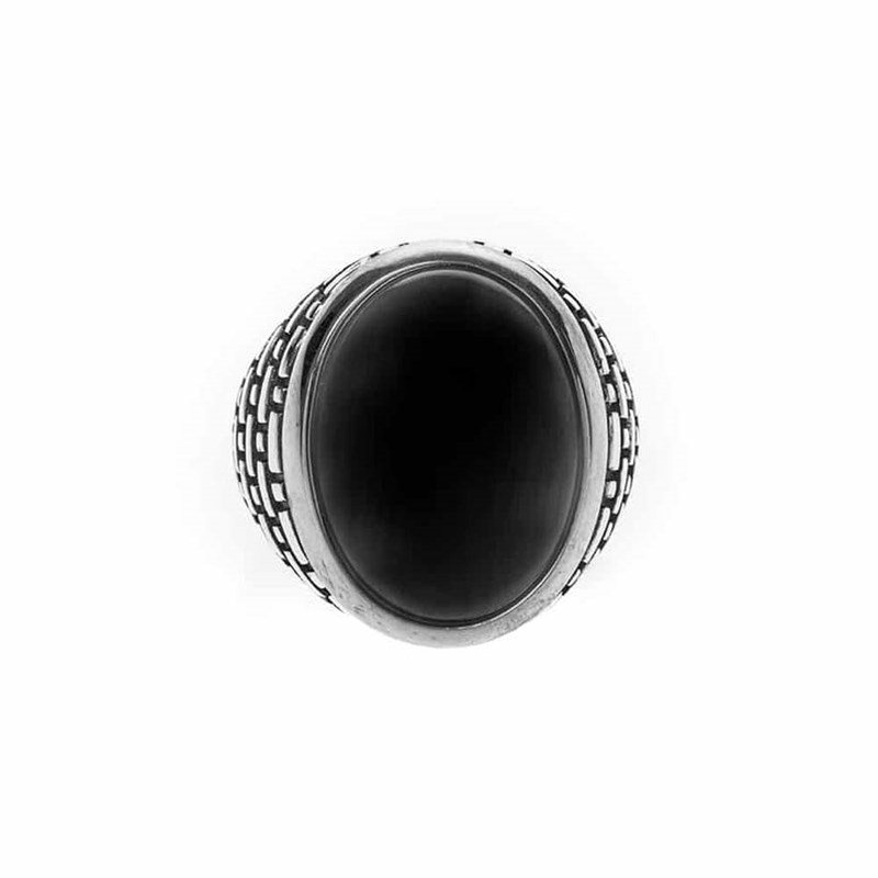 Bague Homme Argent Onyx oeil Noir