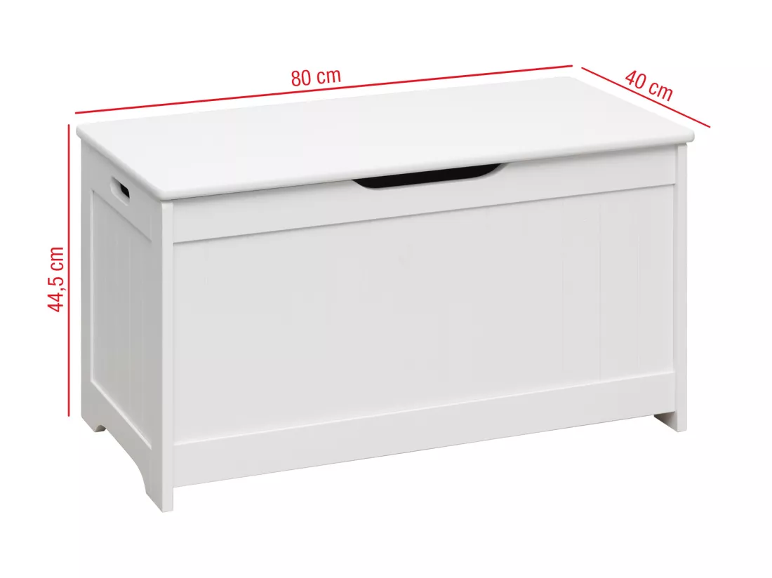 Coffre de Rangement avec Couvercle en mdf pour Jouets Enfants Blanc