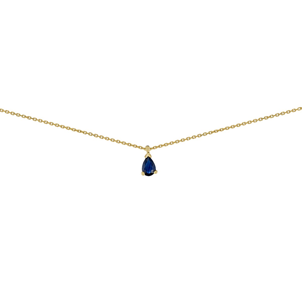 Collier Brillaxis or 18 carats saphir poire  6x4 mm