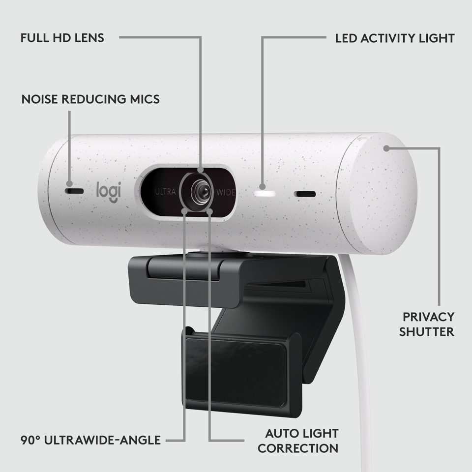 Logitech - Brio 500 Full HD Webcam USB-C OFF-WHITE