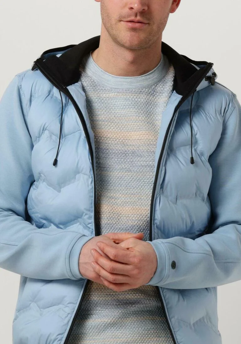 CAST IRON lichtblauwe cast iron gewatteerde jas hooded jacket tech jersey interlock