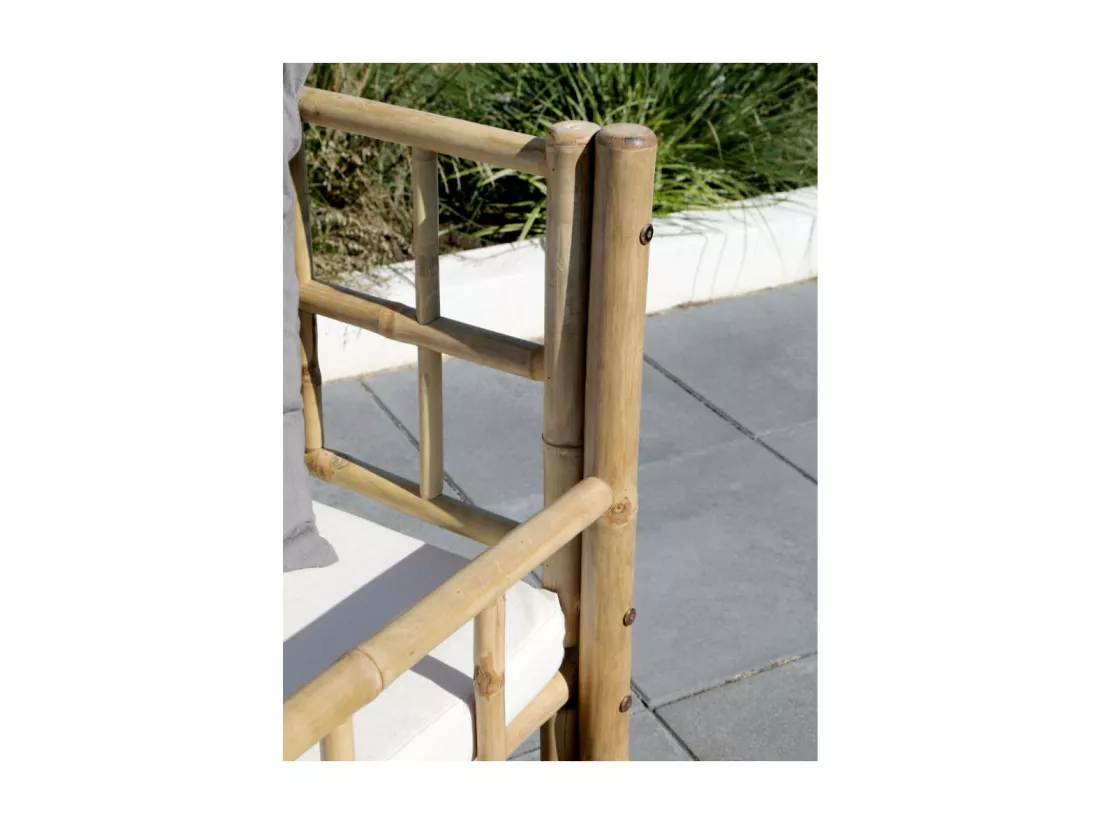 Canapé en bambou avec coussin marron 130 x 72 x 80 cm