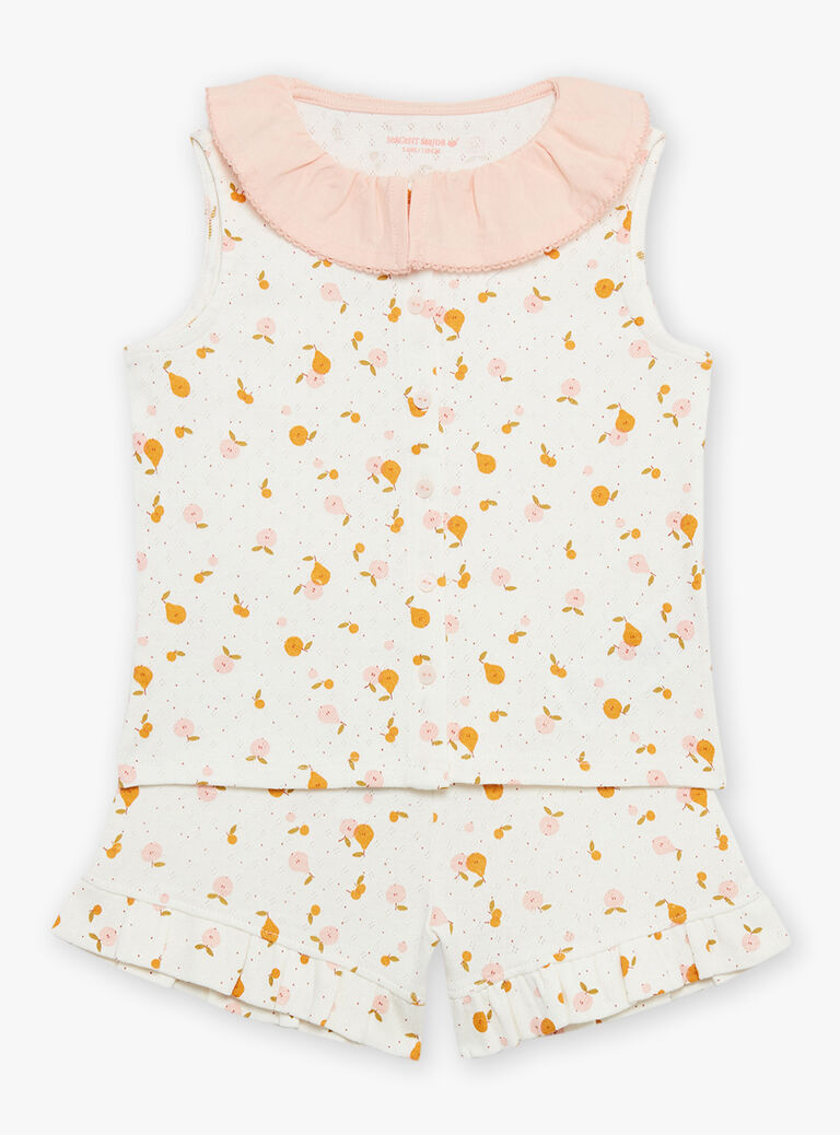 Ensemble pyjama débardeur et short écru à imprimé fruits