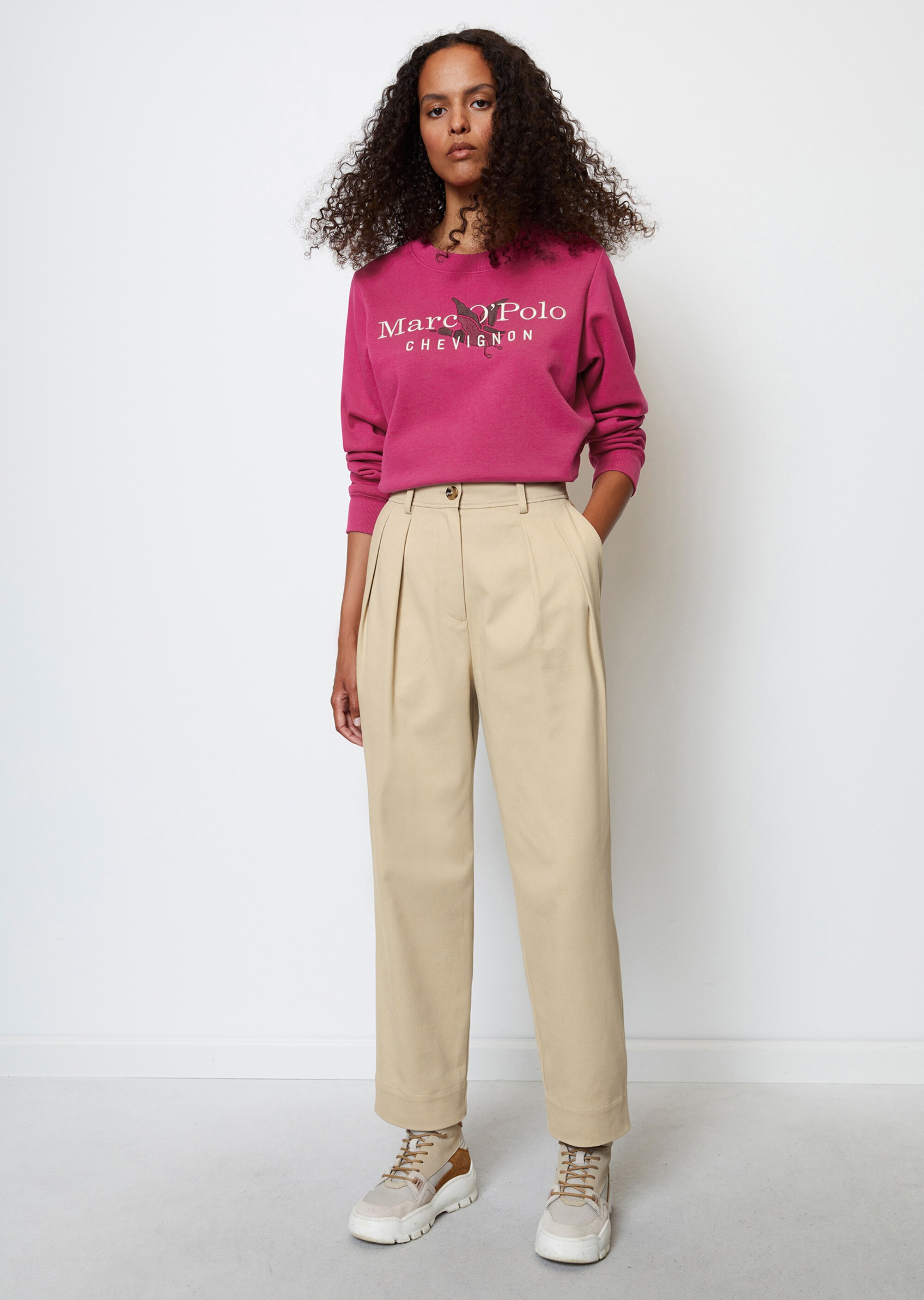 MO'P X CHEVIGNON High-Waist-Ballon-Hose loose aus stretchiger Twill-Qualität
