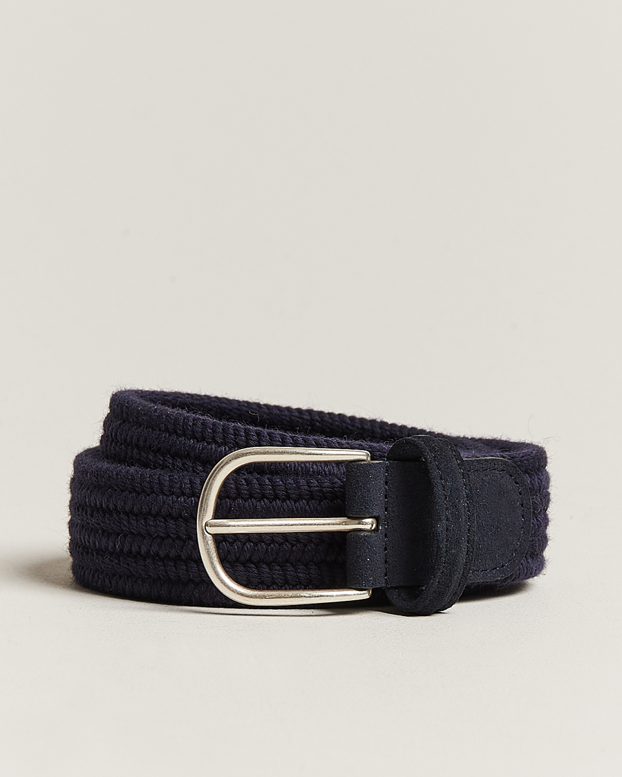 Anderson's Braided Wool Belt Navy