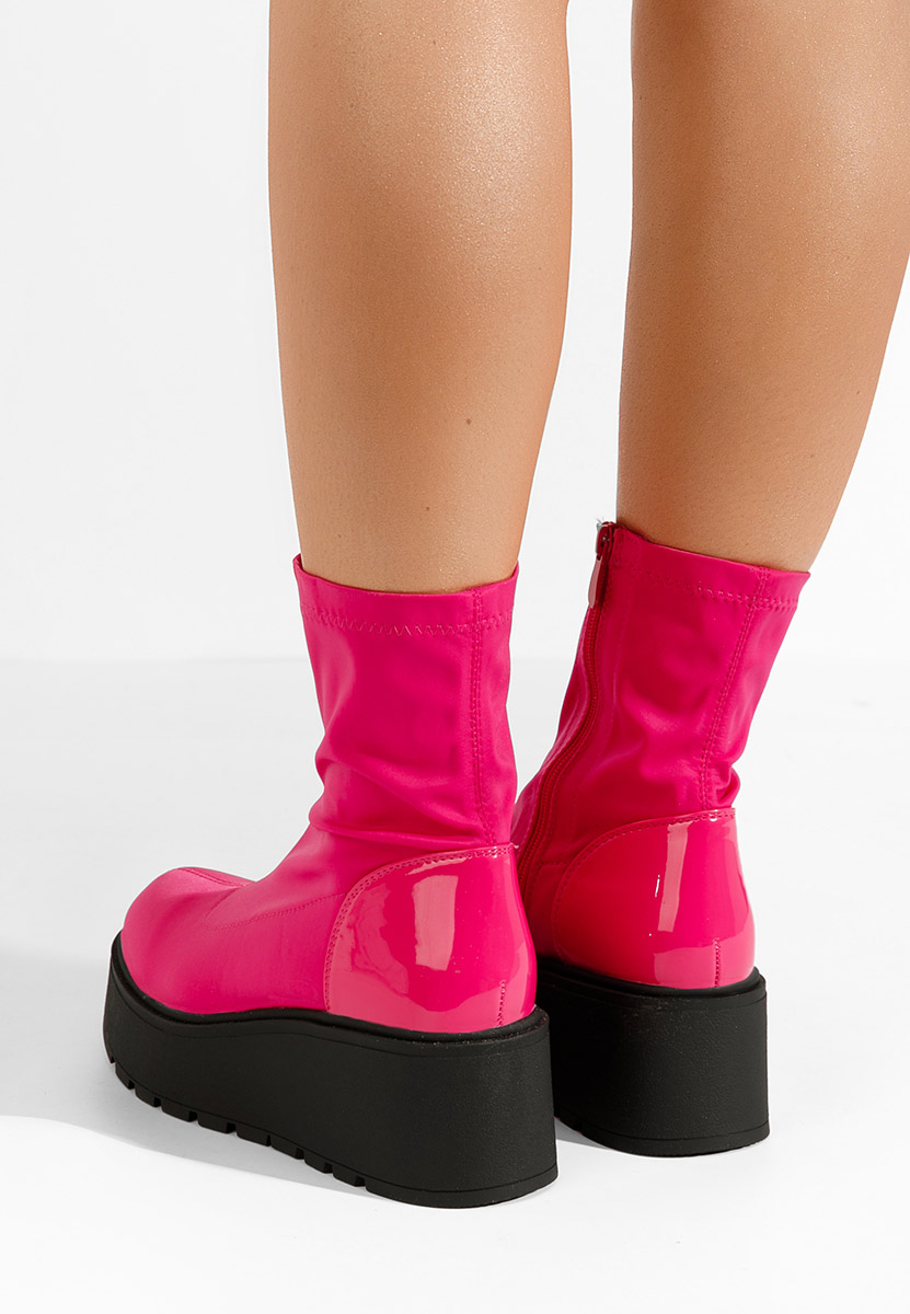 Bottines à plateforme fuchsia Hannah