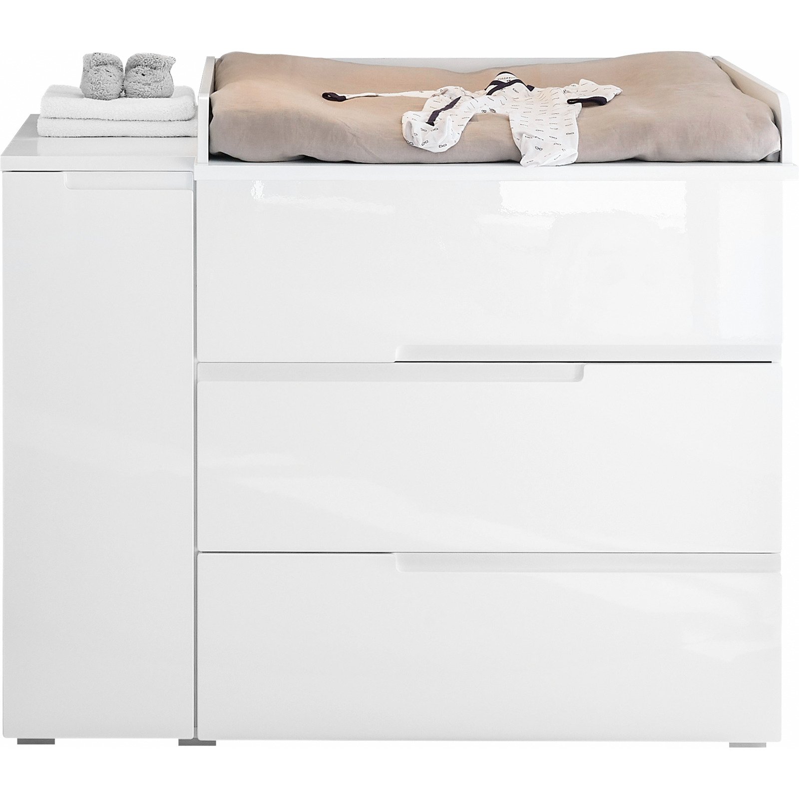 Wickelkommode Spice Dekor Hochglanz weiss 120 x 100 x 80 cm