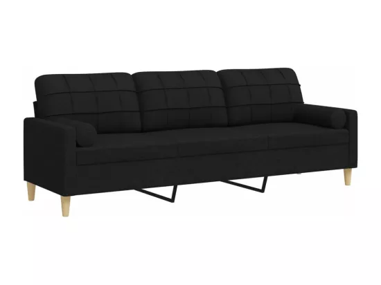 Canapé 3 places avec oreillers décoratifs noir 210 cm tissu