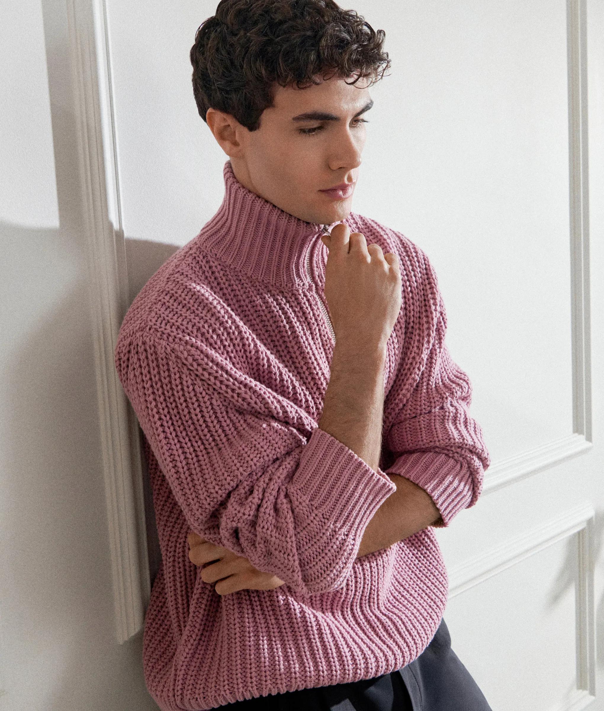 Gebreide sweater met korte rits