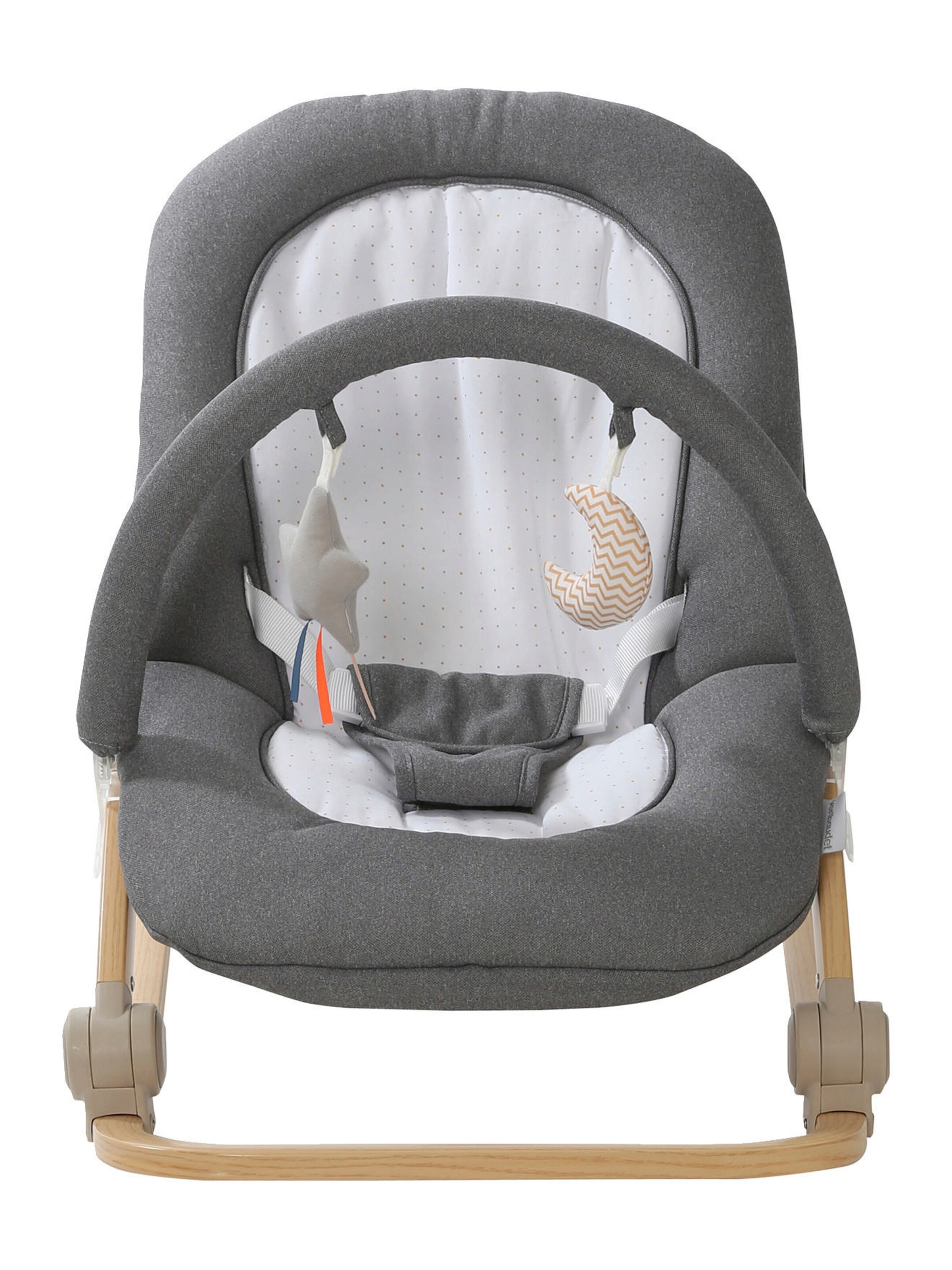 Vertbaudet Babywippe mit Spielbogen BABYDREAM grau/weiß