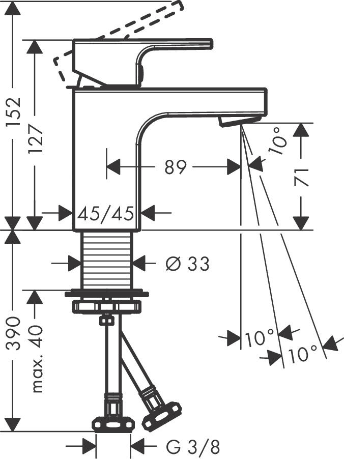 Hansgrohe Vernis Shape wastafelkraan 13cm zwart mat