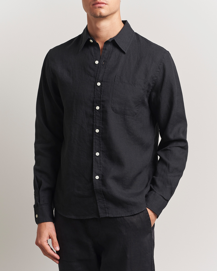 Colorful Standard Garment Dyed Linen Shirt Deep Black