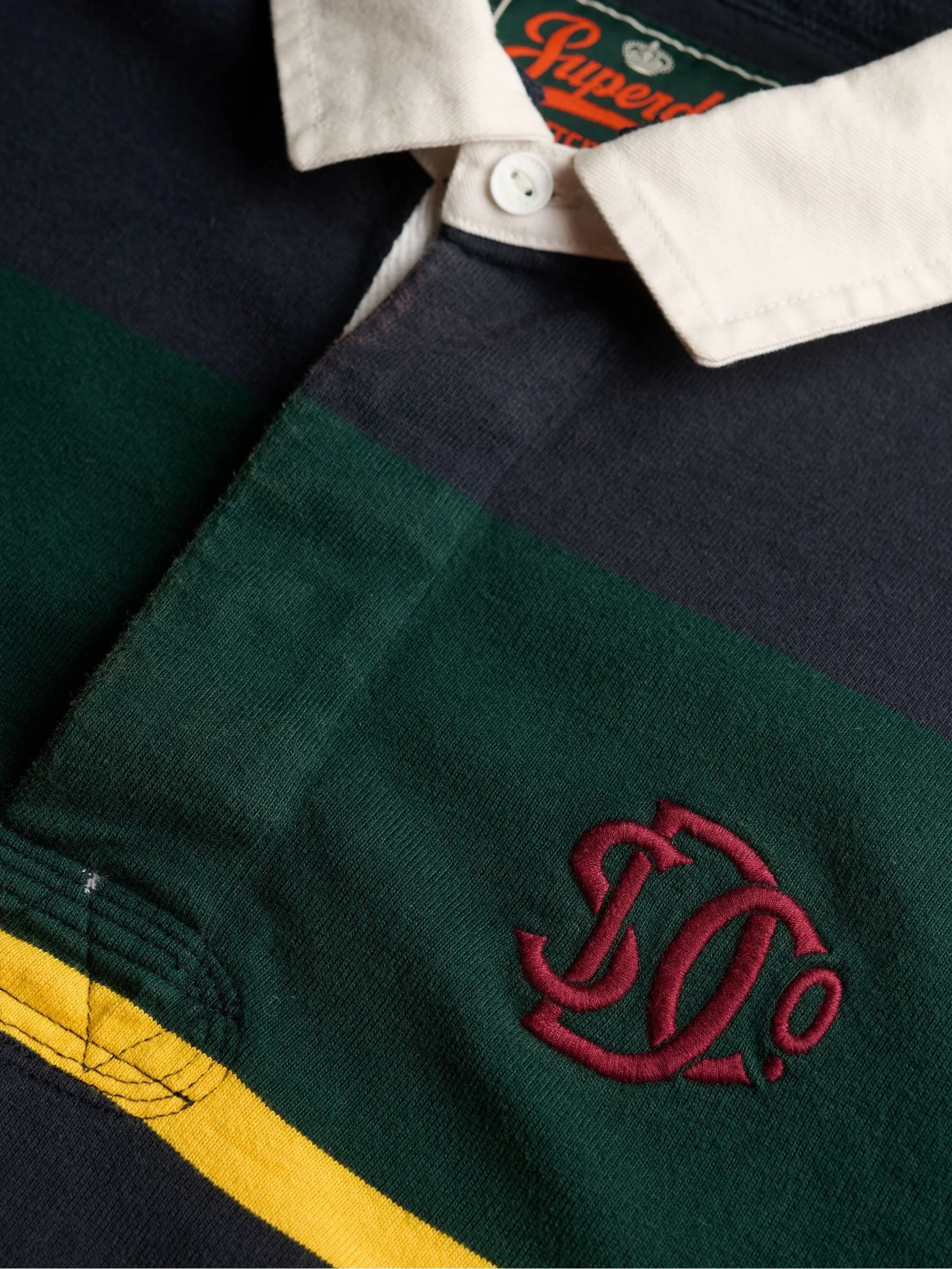 Groen - Superdry Vintage Athletic Stripe Rugby Top