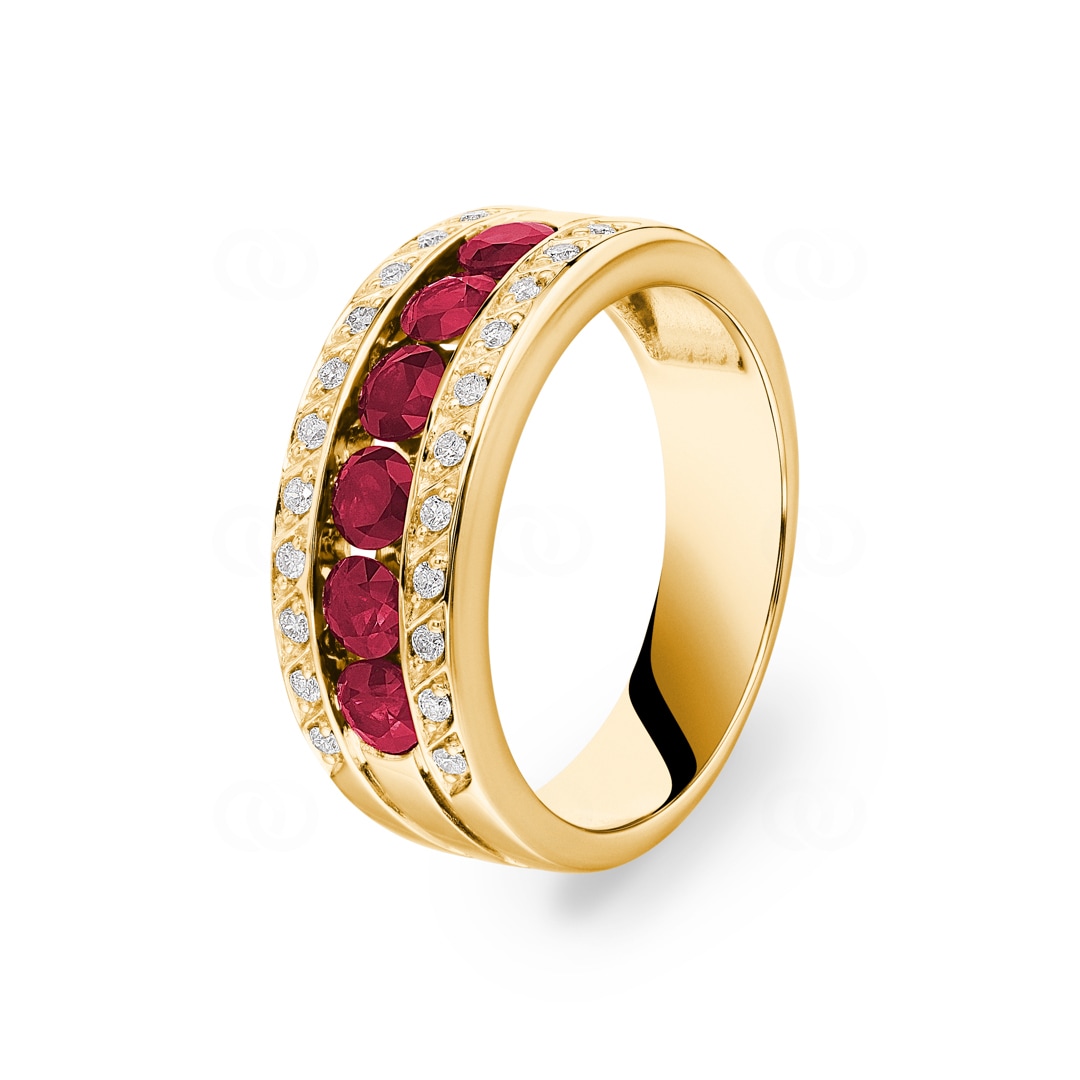 Rubinring 750/18 K Gelbgold mit Diamanten 0.14 ct H/si