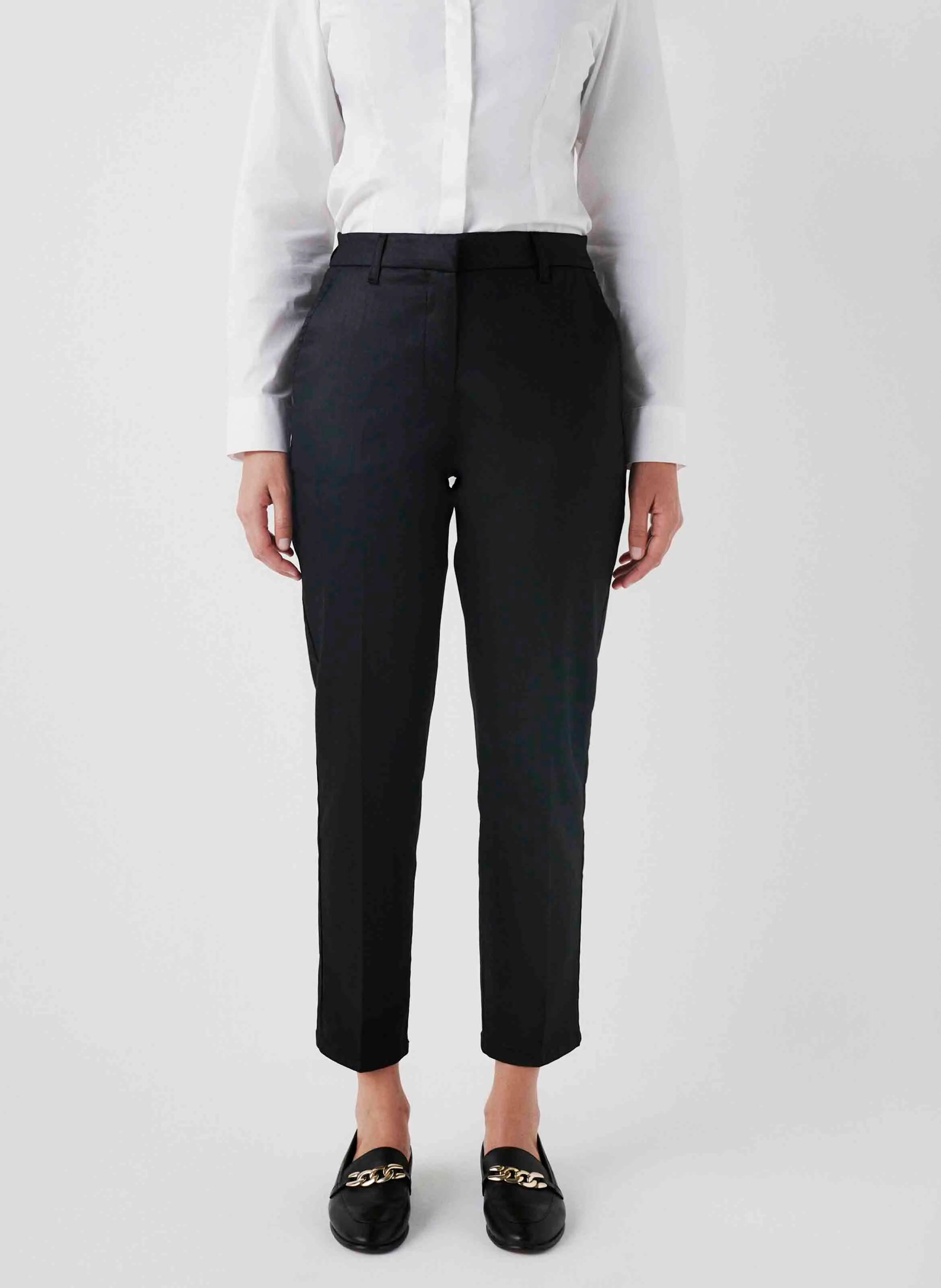 PSIDIKOU - Pantalon cigarette en coton mélangé | Noir
