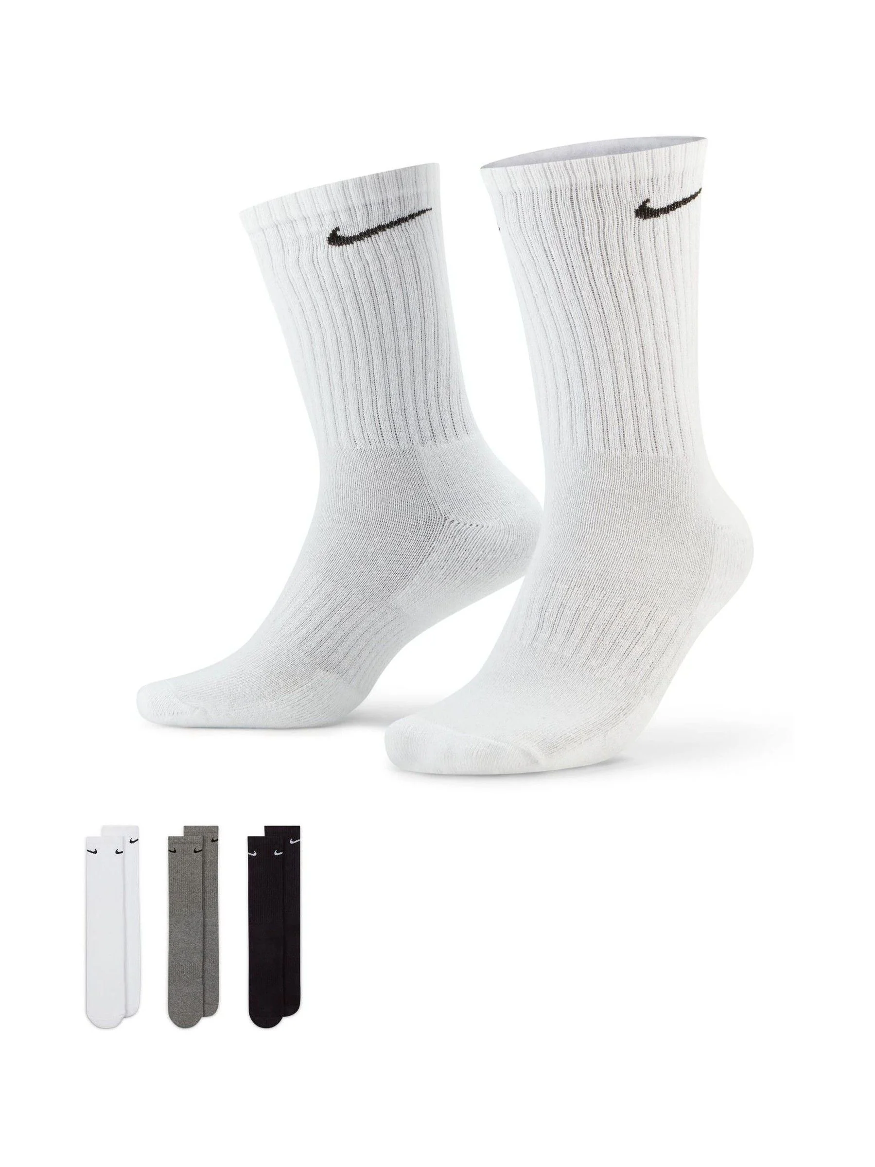 Grijs - Ronde hals - Nike Everyday set van 3 paar verzachte sokken met boord