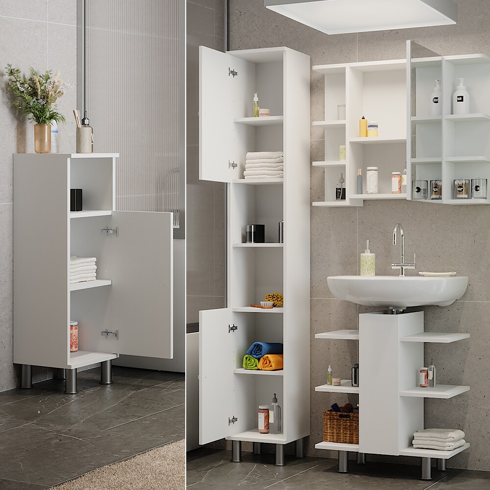 Vicco Badmöbel-Set Fynn Weiß 4 Teile