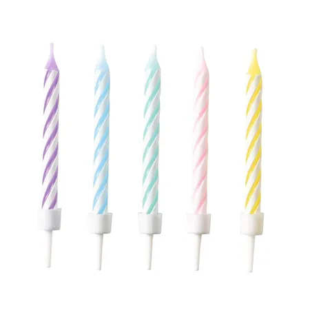 amscan Geburtstagskerzen Pastel Rainbow, 10 Stk.