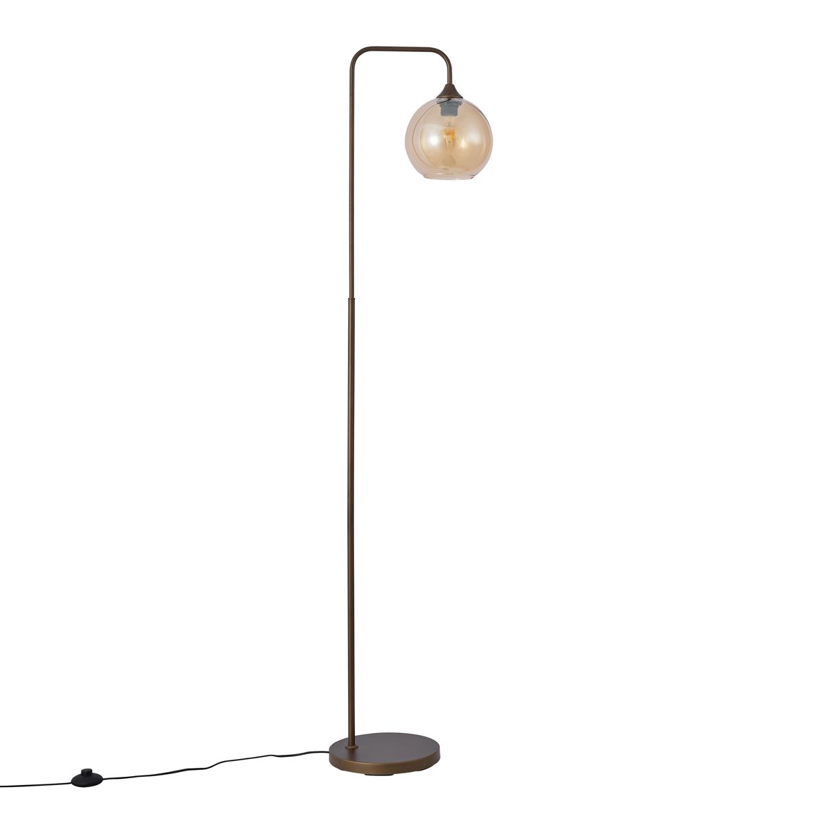 Art Deco vloerlamp donker brons met amber glas - Sandra
