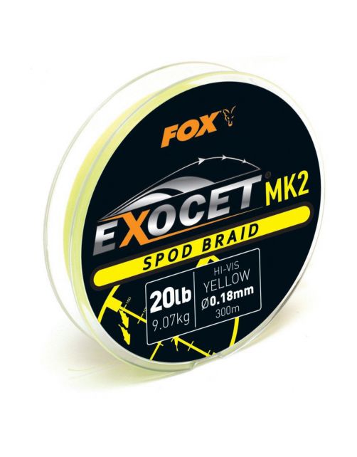 Fox Exocet Mk2 Spod Braid 0.18mm \/ 20lb X 300m - Yellow - Voer accessoires - 300 m Geel