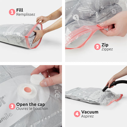 Lot de 2 sacs de rangement sous vide Aspispace Tailles M   L