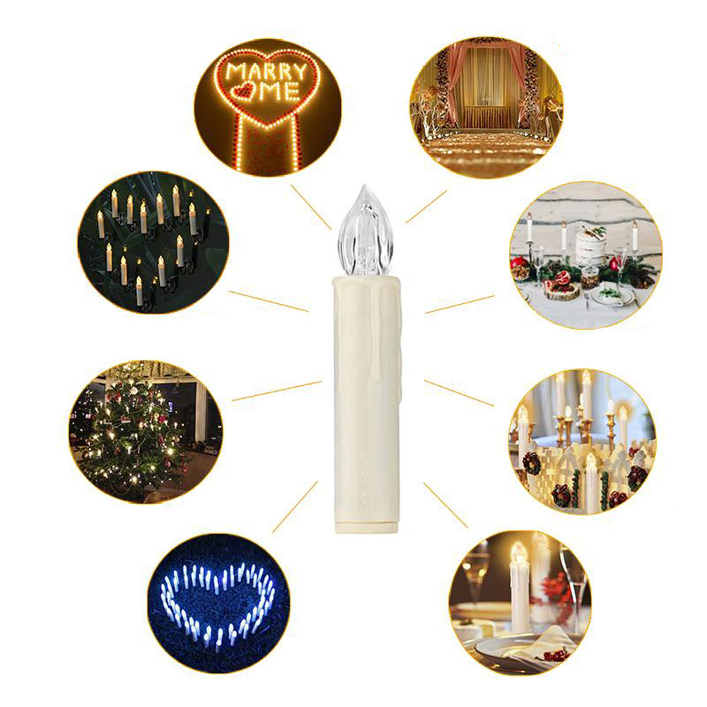 (20er Set) 10cm LED Weihnachtsbaum Kerzen Christbaum Beleuchtung inkl. Fernbedienung (Batteriebetrieben) - Warmweiss