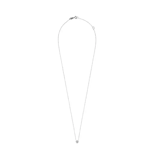 Colar em ouro branco com diamantes de 0,10 ct. 45 cm. Boca de urso.