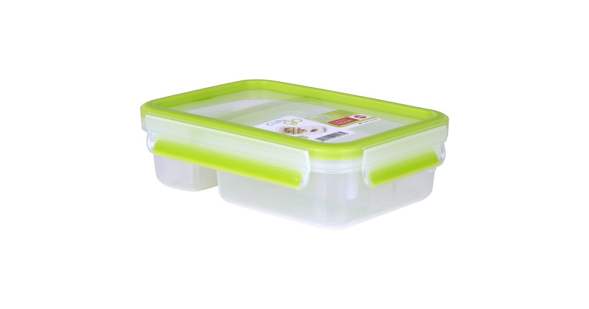 EmsaClip & Go Yoghurtbox 0,6 L lunchbox  (Lichtgroen/transparant, met 