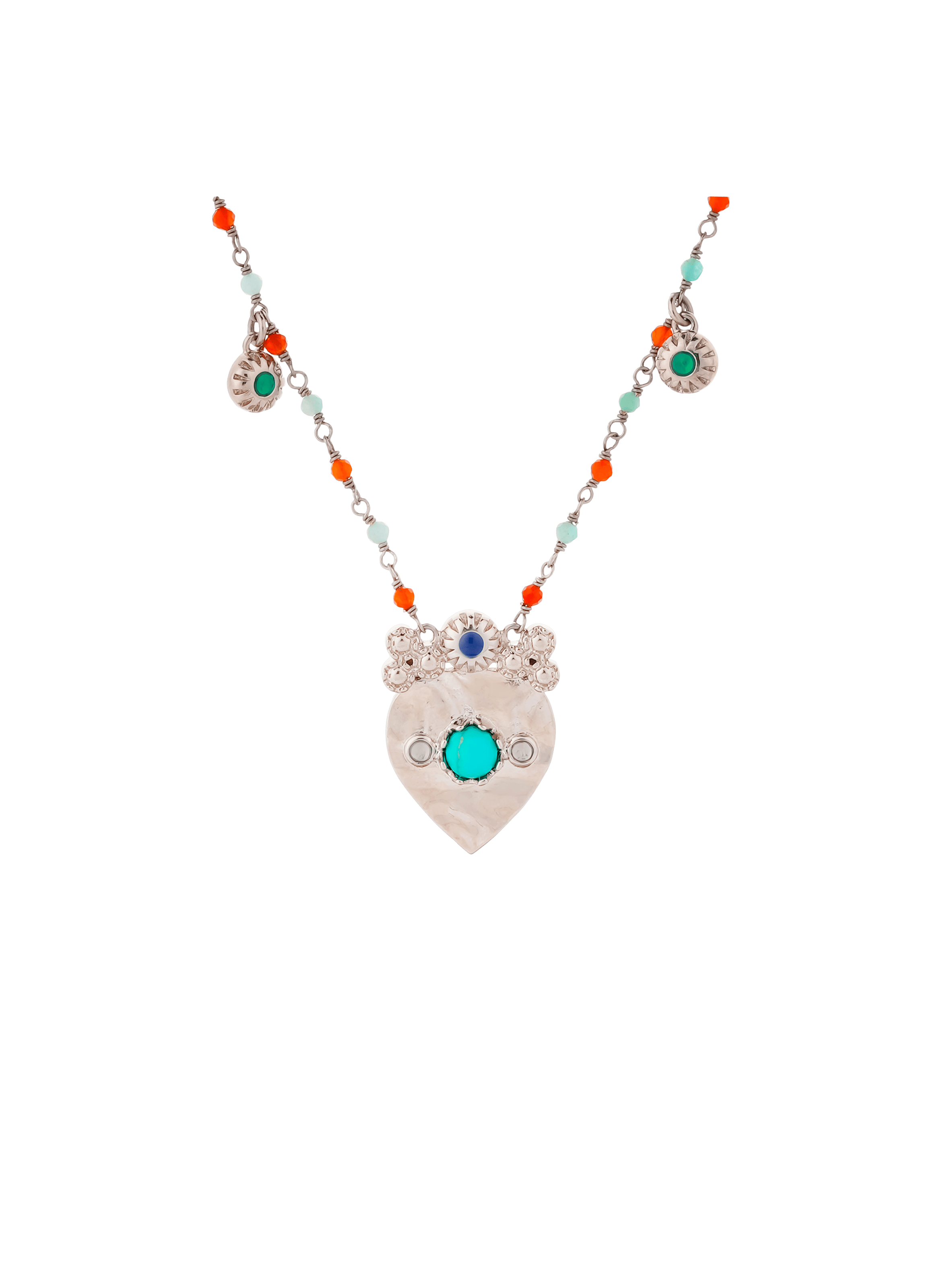 MARLA - Collier chaîne avec pendentif coeur en laiton argenté | Argent