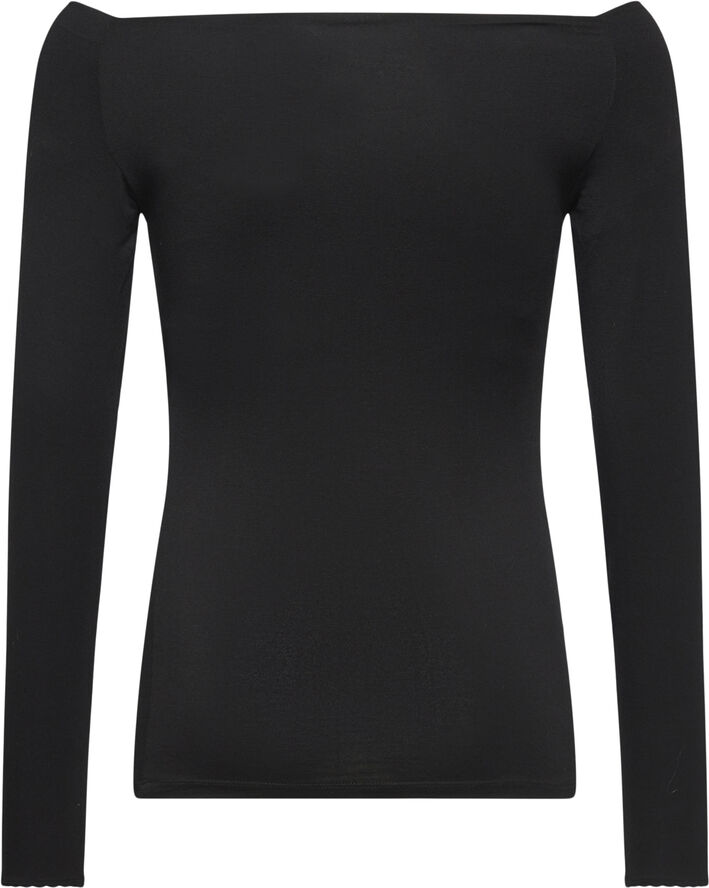 Rosemunde Viscose long sleeve off shoulder top Sort